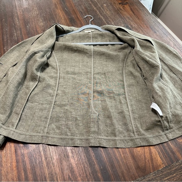 Eileen Fisher Dark Green 100% Linen 2 button pocket blazer no lining M RN 78121 - Picture 6 of 13